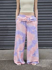 COUREZ Oversized Jogger With Frill Waistband /Winter Clothes For Women Winter Bottoms Y2K Streetwear Cute Sexy