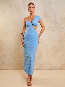 COSMINA Women's Elegant Hollow Out Twist Long Dress, Suitable For Resort, Wedding Party Guest Outfit, Four Seasons
