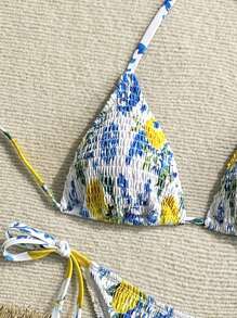 Swim Mod Bộ đồ bơi bikini in họa tiết buộc cổ 2 mảnh đi biển mùa hè cho nữ - Nhiều màu - Xem 3