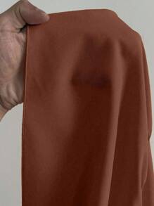 Maweii Vestido maxi casual de talla grande de unicolor con hombros descubiertos - Marrón - Ver 7