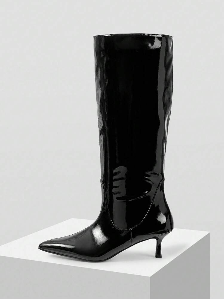 POINTED TOE HIGH HEEL KNEE HIGH BOOTS
