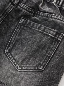 SHEIN Pantaloni scurți din denim rupti, cu talie înaltă, stil boho, casual, pentru fete preadolescente, cu tiv zdrențuit și buzunare uzate, ținută de vară pentru fete, pentru vacanță la plajă, ținute de vară pentru concerte, festivaluri, rave, ținute de vară pentru fete, brunch de absolvire.
