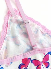Pink Butterfly Lace Print Sweet Cute Wear-Outer Top For Teen Girls - Pink - View 5