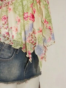 SHEIN ICON Women's Vacation Floral Print Pleated Fashion Camisole 4th Of July Women Outfits Cute Summer Tops Going Out Tops