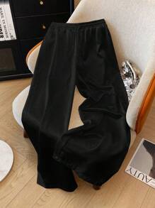 Franclia 加大码缎面抽绳系腰直筒裤