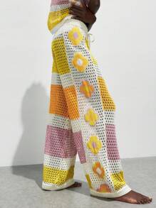 Maija Damen Sommer Urlaub Farbblock Ausschnitt Strick Weite Bein Hose Buttergelb Strand Urlaub Outfits Urlaub Outfits Frauen Boho Kleidung Frauen Häkeln Boho Frauen Bekleidung Bohemian Kleidung für Frauen