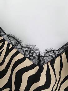 EMERY ROSE Débardeur femme grande taille avec rayures et imprimé zébré contrastés en dentelle, adapté pour l'été