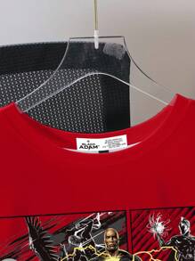 Black Adam X SHEIN Camiseta de manga corta con cuello redondo con diseño gráfico de letras y números para hombre - Blanco - Ver 6