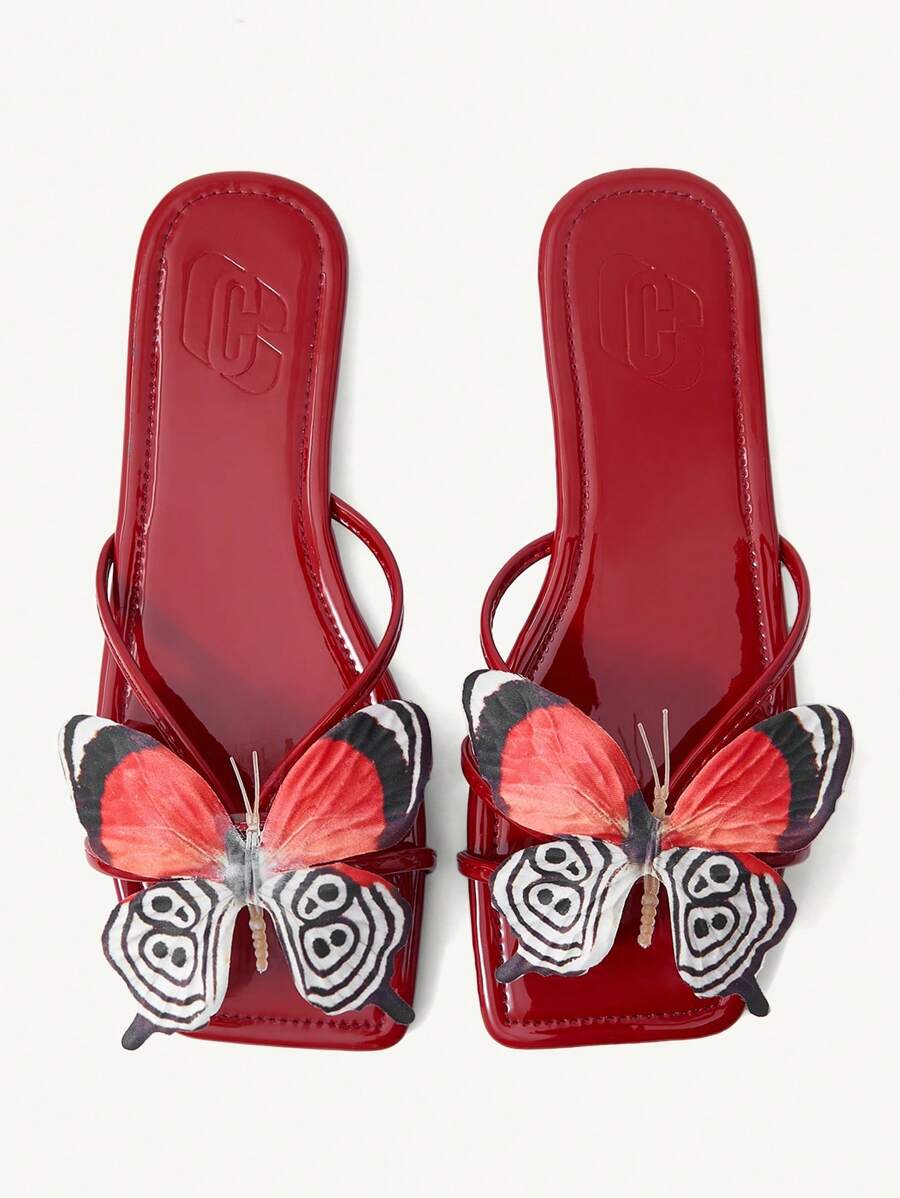 CUCCOO CHICEST Giày sandal đế bằng khóa kim loại thời trang màu đỏ cho nữ - Màu Đỏ Sâu - Xem 1