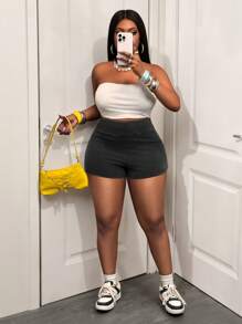 Slaydiva Novas Calças Legging Destroyed de Cintura Alta Tie-Dye Preta de Streetwear para Festival de Música Primavera Verão 2025, Para Mulheres Plus Size - Preto - Visão 4