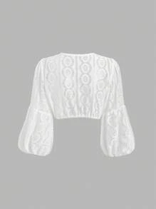 Fairmaia Klasyczna bluzka damska w jednolitym kolorze z teksturą, tradycyjny niemiecki styl, oddychająca koronkowa bluzka w jednolitym kolorze, tradycyjny letni styl, Dirndl - Morela - Zobacz 2