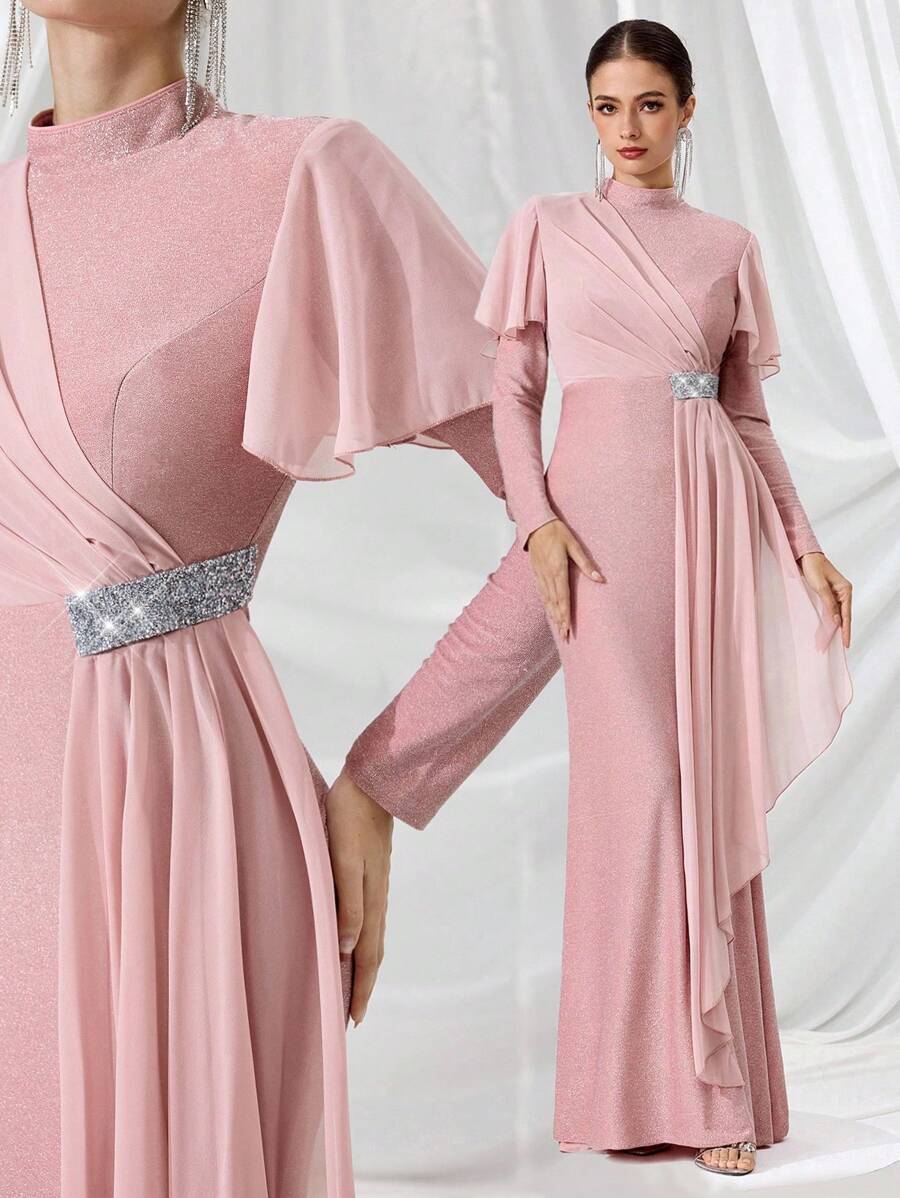 Coutiva Women's Formal Evening Gown (Heavily Decorated) - Pink - View 1