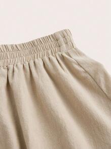 Elaquor 2 Pcs/Set Plus Size Solid Color Shorts With French Ruffle Hem