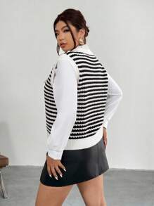 Firerie Women Casual Contrasting Color Hollow V-Neck Sweater Vest Teacher Outfit Back To School Clothes Winter Cdothes For Women Fall Women Clothes
