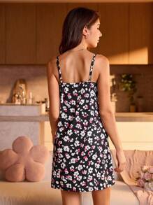 SHEIN Vestido de casa de mujer con encaje de estampado de flores diminutas
