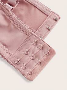 SHEIN 1 件蕾丝拼接钢圈柔软文胸 - 藕粉色 - 查看 4