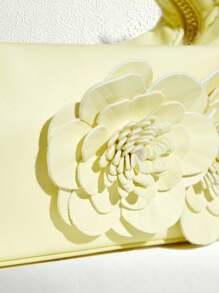 SHECARRY Women's Fashion Elegant 3D Flower Decor Evening Handbag - Yellow - View 4