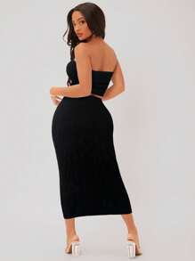 SHEIN SXY Simples sexy Roupa de 2pçs - Preto - Visão 2