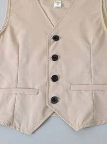 SHEIN 2 件套青少年男童韩版修身西装、背心和裤子套装，适合春夏季、婚礼、派对、钢琴演奏会、主持人