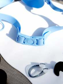 大框游泳镜，防雾防水硅胶游泳镜带耳塞，适合游泳训练和休闲，节日礼物 - 藍色 - 查看 3