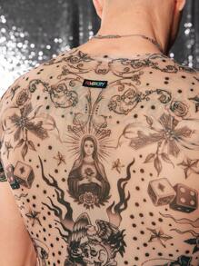 FeverCity Men's Crew Neck Short Sleeve Fitted Digital Print T-Shirt - Multicolor - View 6