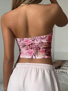SHEIN EZwear Women Casual Bandeau Tight Top, Suitable For Summer Suitable For Going Out - Multicolor - View 2