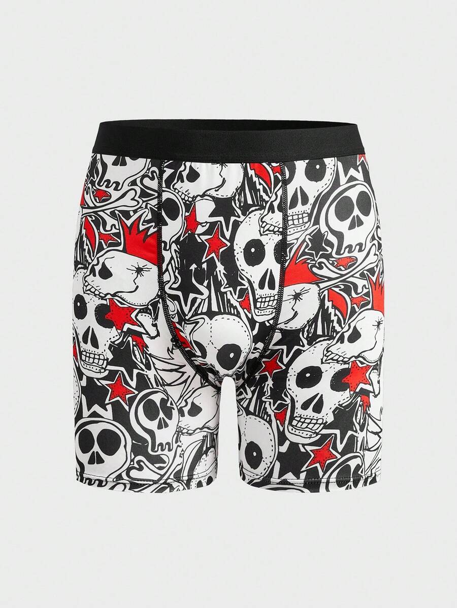 West Coast Totenkopf Grafik Hipster Muster Herren Boxershorts in Mittellänge, Halloween