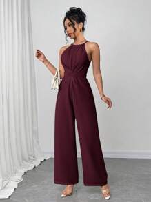 Firerie 女士纯色休闲无袖腰连体裤，适合通勤