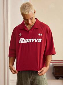 Manfinity VCAY 男士字母印花短袖休闲/通勤 Polo 衫