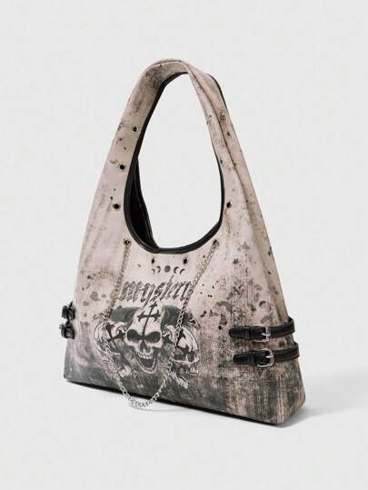 Grunge Punk Fashionable Casual Large Capacity Women Shoulder Bag