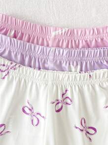 6 pezzi Set pigiama aderente per bimbe, con maglietta a maniche corte e pantaloni lunghi, motivo fiocco e cuore, tessuto elastico, lavabile in lavatrice, vestibilità comoda e facile da curare, adatto per bambine da indossare a casa come pigiama o abbigliamento casual, design minimalista facilmente abbinabile (3 set venduti separatamente)