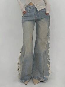 DAZY Jeans dritti con effetto vissuto per donne