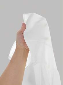 Girlism 青少年女孩 V 领纽扣短款短衬衫，学院风休闲褶皱设计白色衬衫，适合春季、秋季、毕业季、返校季、通勤季 - 白色 - 查看 7