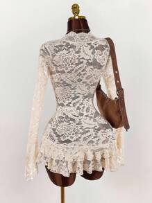 Amplova Summer Hippie Sheer Low-Cut Mini Dress For Women,Boho Clothes Women