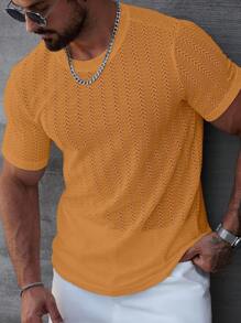 Manfinity Homme Camiseta casual de manga corta y cuello redondo con diseño gráfico de espiga de trigo para hombre en verano
