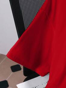 Black Adam X SHEIN Camiseta de manga corta con cuello redondo con diseño gráfico de letras y números para hombre - Blanco - Ver 4