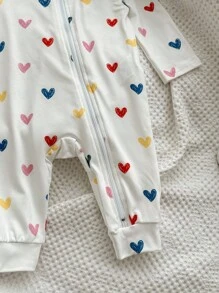 2pcs/Set Baby Girl Cute Knitted Pink Heart Pattern Long Sleeve Romper Set, Autumn/Winter