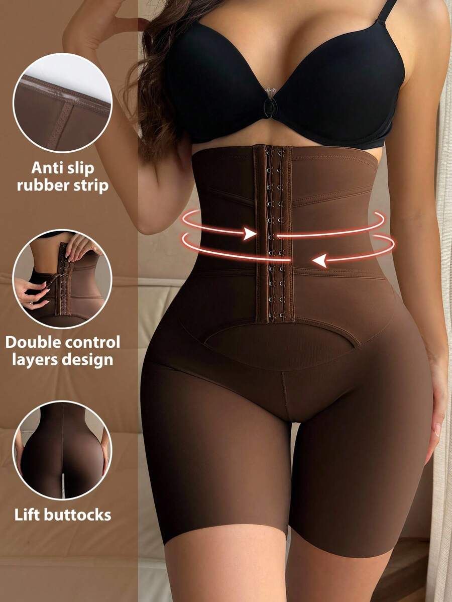 Women's Shaping Slimming Tights, Waist Slimming Pants Body Shaper Shorts Tummy Control Shapewear High Waist Shapewear Women Body Shaper - Coffee Brown - View 1