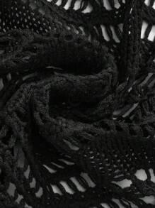 ROMWE Plus Size Women Hippie Boho Style Embroidered Cardigan With Moon & Star Pattern,Fall Clothes For Women - Black - View 4