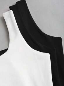 Sweetra Women's Casual Solid Color Camisole Top, Versatile For Summer - Black and White - View 6