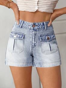 EMERY ROSE Women's Casual Washed Denim Cargo Shorts