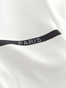 Manfinity NXTstreet 男士休闲条纹纹理修身短袖 Polo 衫白色 Polo 衫男士男士高尔夫衫男士 Polo 衫巴黎 Polo 衫白色高尔夫衫 - 白色 - 查看 4