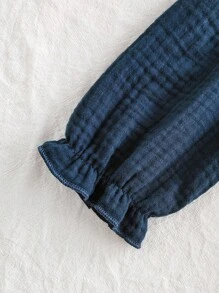 SHEIN Vintaside Kids 2 件套女婴休闲学院风翻领长袖上衣和裤子套装，适合春秋季日常穿着