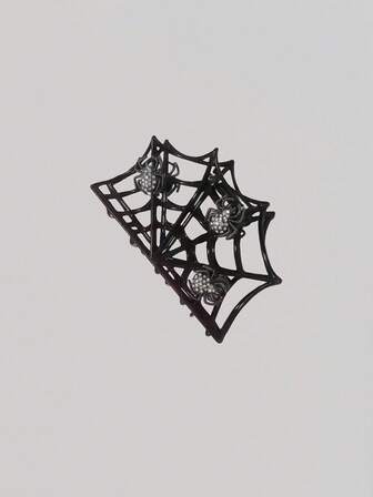 Goth Pinza de pelo con decoración de rhinestones con diseño de tela de araña gótica, adecuada para uso diario