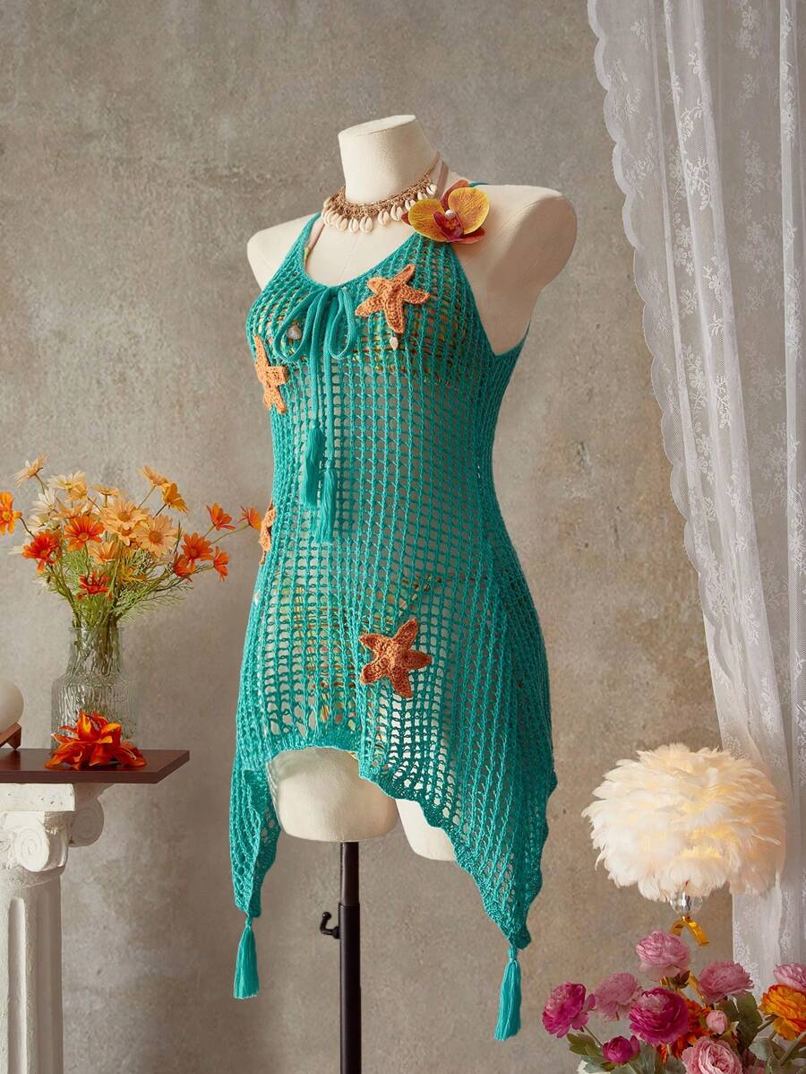 SHEIN Swim 时尚贝壳图案无袖沙滩罩衫