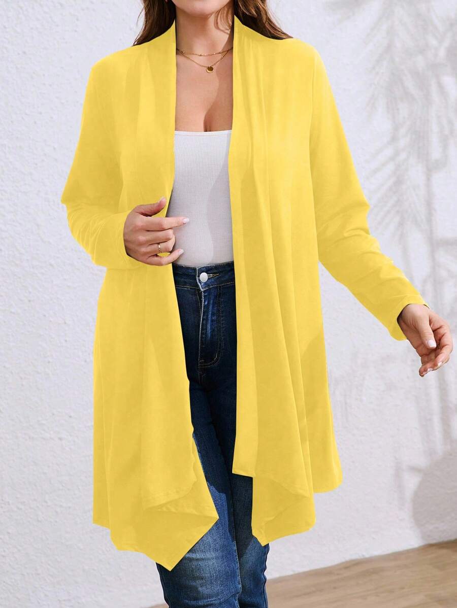 Plus Size Women Asymmetrical Hem Loose Casual Commuter Going Out Cardigan Fall Winter Cloth For Women Autumn
