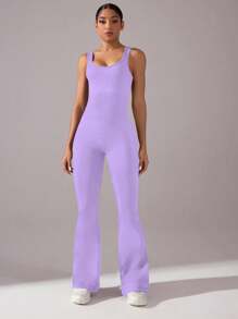 Yoga Basic Tuta yoga senza cuciture/Sexy schiena aperta/Vita a V profonda/Abbigliamento sportivo e casual