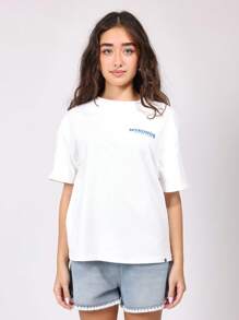 SUMWON Mykonos Paradise Beach Greece Evil Eye T Shirt Summer Vacation Travel Souvenir Casual Oversized Cotton Graphic Print Beachwear Resort Tee - White - View 2