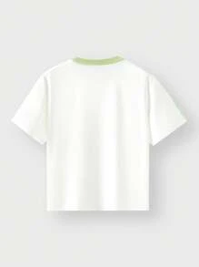 JNSQ Roupas Esportivas para Meninas Pré-Adolescentes de Volta às Aulas, Camiseta Esportiva para Meninas para Atividades ao Ar Livre no Outono, Camiseta Esportiva Infantil com Gola Redonda, Bloco de Cores, Tricô Liso de Quatro Agulhas e Seis Fios, Parte Superior para Esportes ao Ar Livre - Branco - Visão 4