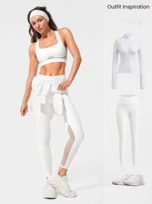 GLOWMODE FeatherFit™-Sculpt Stamina Compressive Heart Shaped Neck Mesh Panels Racerback Adjustable Band Removable Cups Sports Bra Medium Impact Running Jogging Training Gym Studio Active Wear